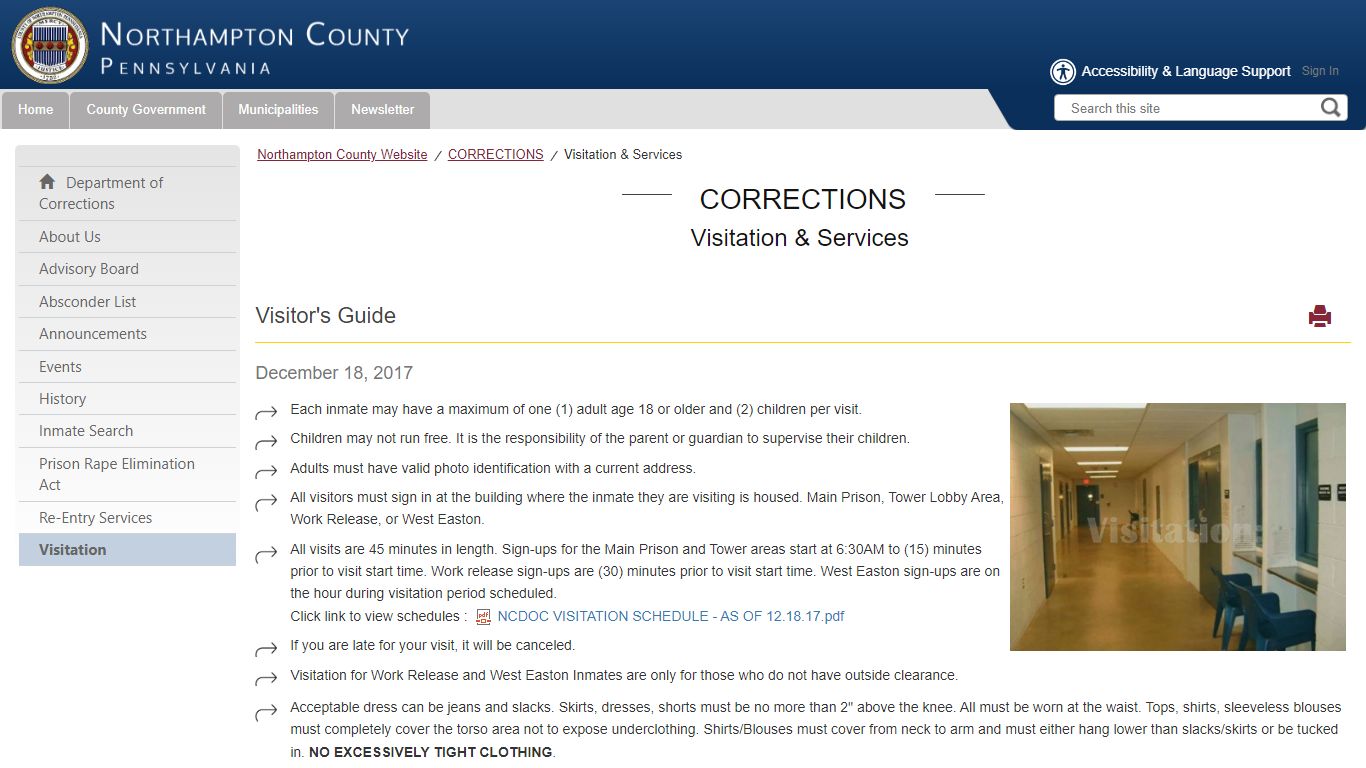 Visitation & Services - Northampton County, Pennsylvania